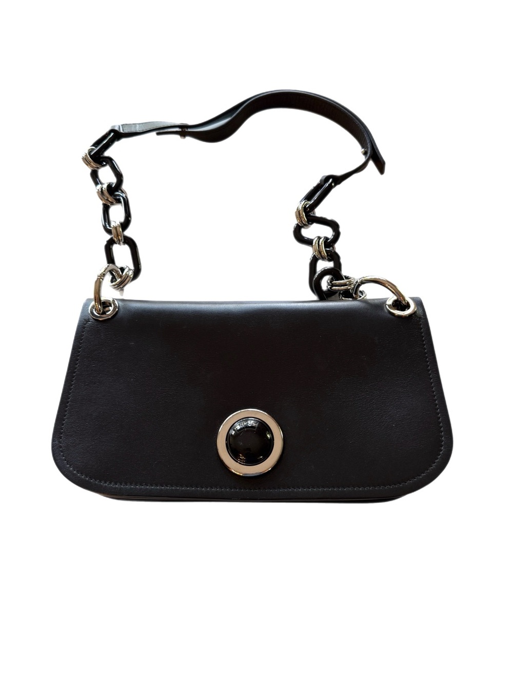 Michael Kors Collection Black Shoulder Bag with Silver Hardware